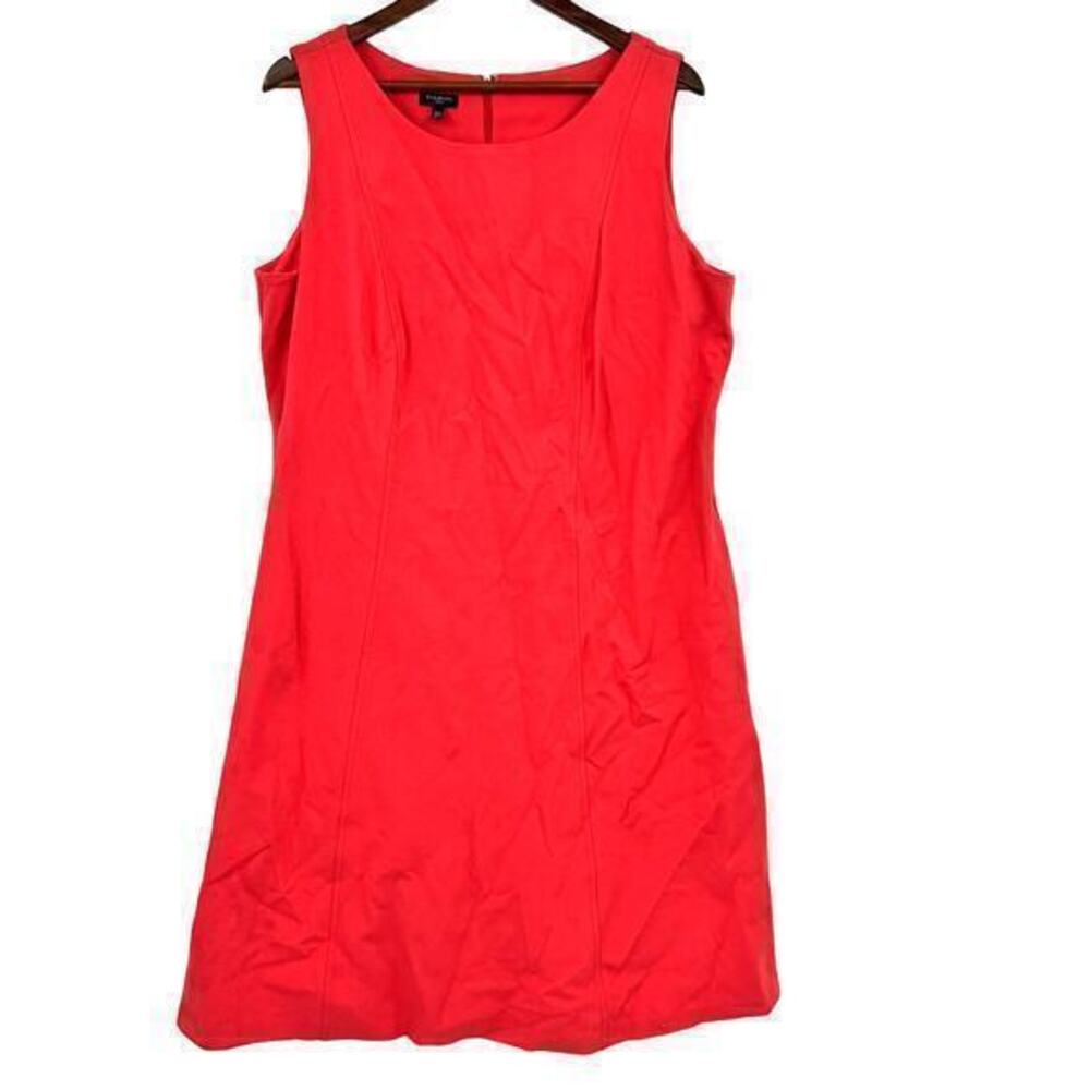 Talbots solid red burgundy casaul dress zip back scoop neck dress plus size 14W